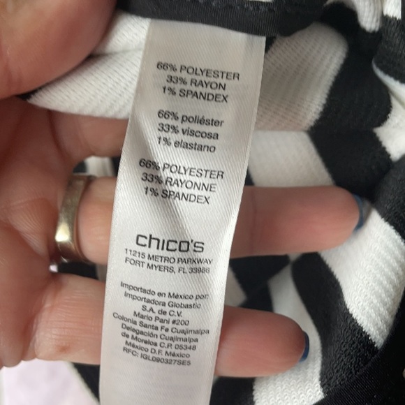CHICOS sleeveless stripe mini tunic dress Crew neckline, hidden front zipper Med - Picture 13 of 14